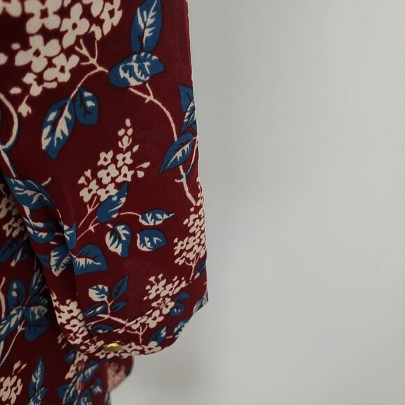 Madewell Floral Burgundy Button Back Long Sleeve Dress - Picture 10 of 14